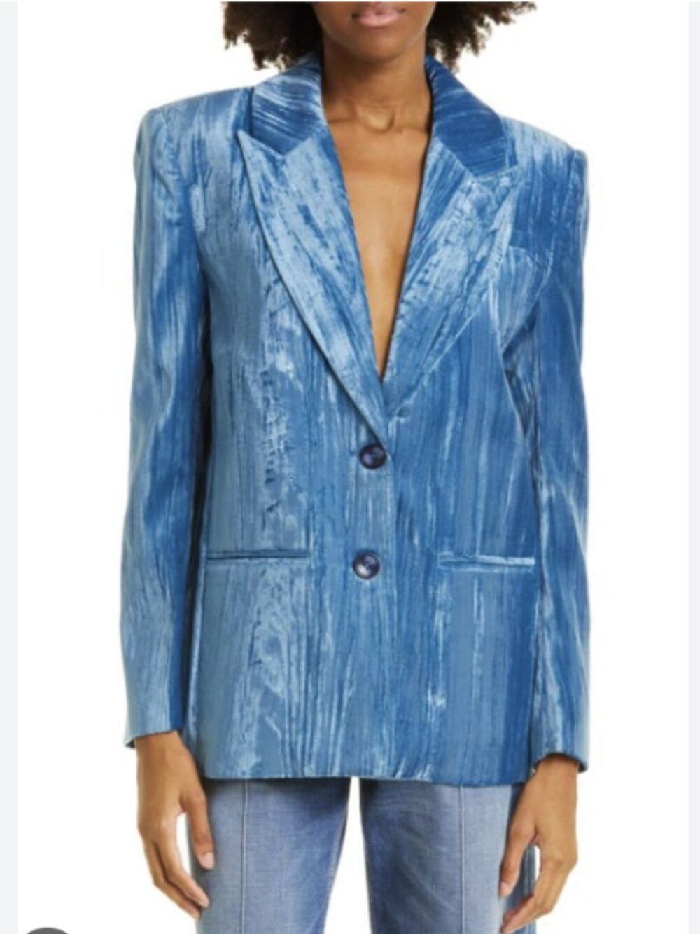 Stella Nova Crushed Blue Velvet Blazer